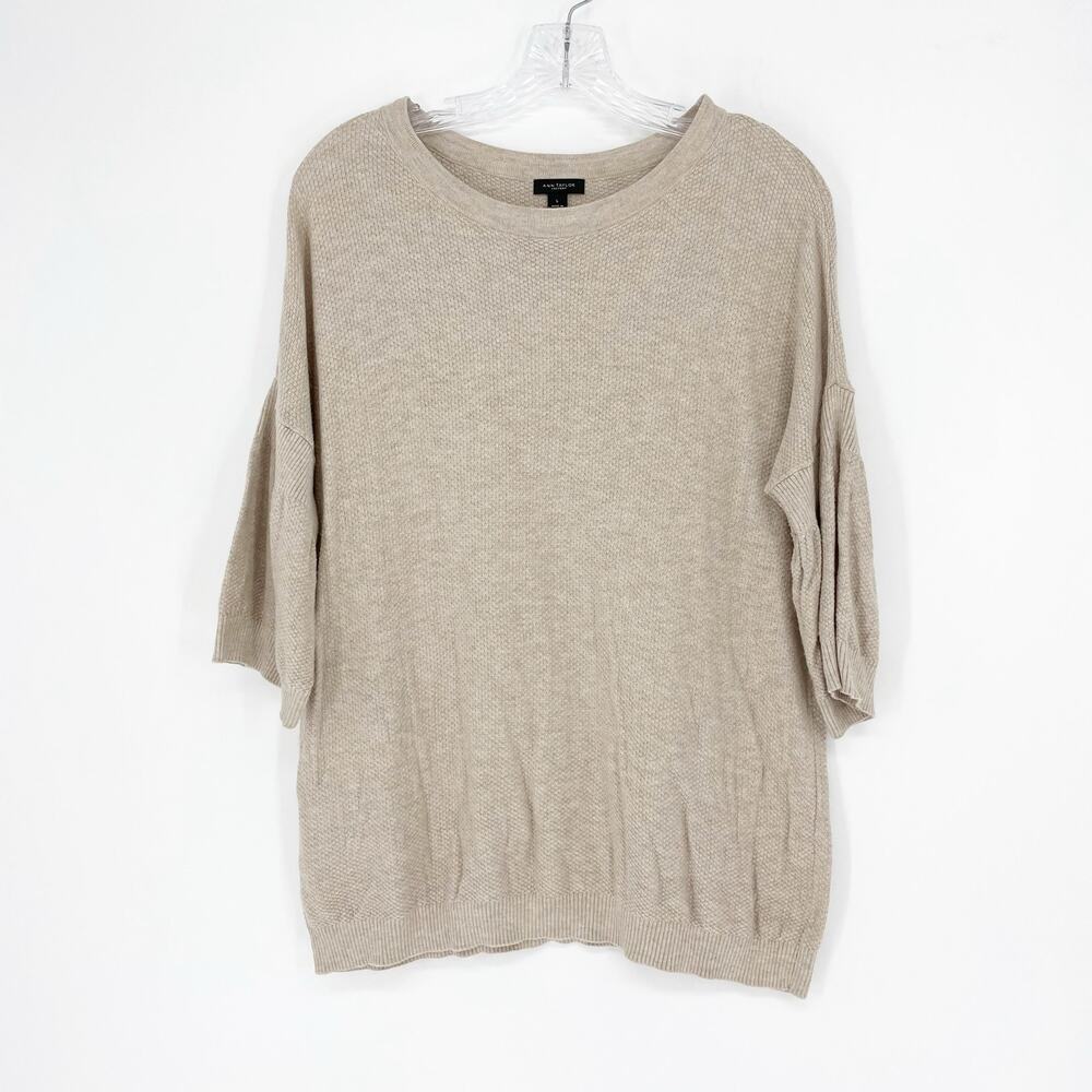 Ann Taylor Short Sleeve Soft Knit Brown Top Large